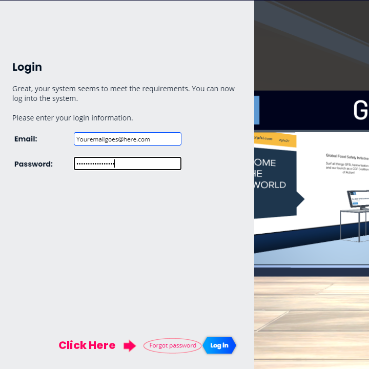The Slidefair log in screen with the "Forgot password" button highlighted